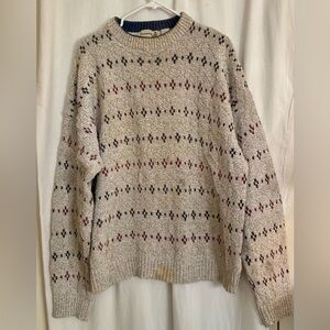 Fieldmaster Beige Patterned Crew Neck 100% Cotton Sweater Size XL